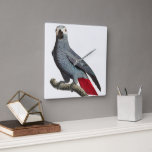 African Grey Parrot Art – Beautiful Exotic Bird Il Square Wall Clock<br><div class="desc">This beautiful African Grey Parrot illustration captures the elegance and intelligence of one of the most remarkable birds in the world. Known for their striking grey feathers and vibrant red tail, African Grey parrots are admired for their beauty, personality, and incredible intelligence. The detailed artistic style makes this design perfect...</div>
