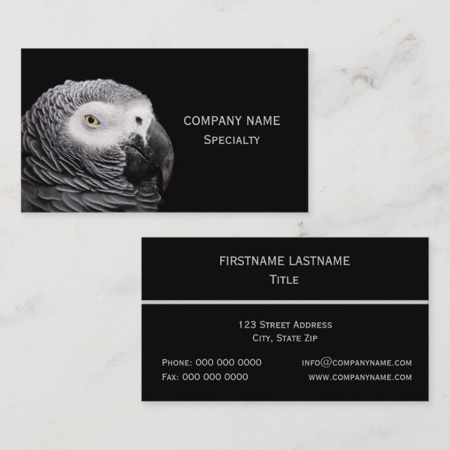 African Grey Parrot Business Card (Front/Back)