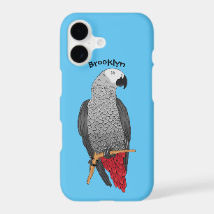 African grey parrot cartoon illustration