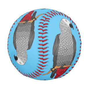 African grey parrot cartoon illustration baseball