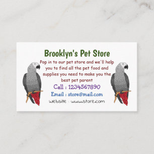 African grey parrot cartoon illustration business card