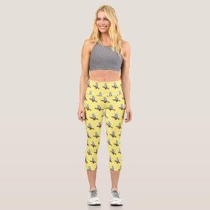 African grey parrot cartoon illustration capri leggings