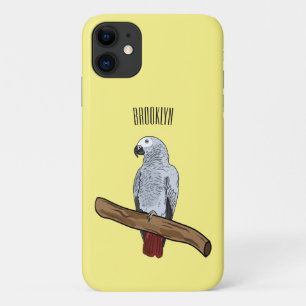 African grey parrot cartoon illustration Case-Mate iPhone case