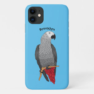 African grey parrot cartoon illustration Case-Mate iPhone case