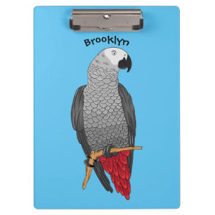 African grey parrot cartoon illustration  clipboard