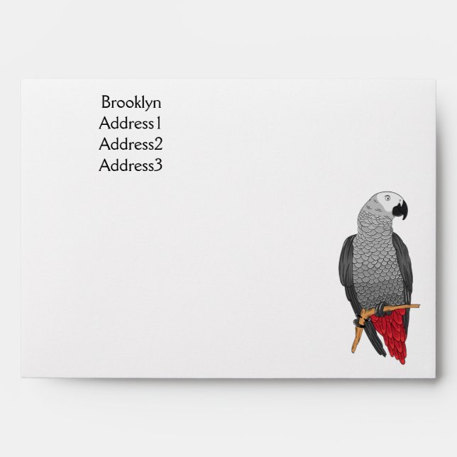 African grey parrot cartoon illustration  envelope (Front)