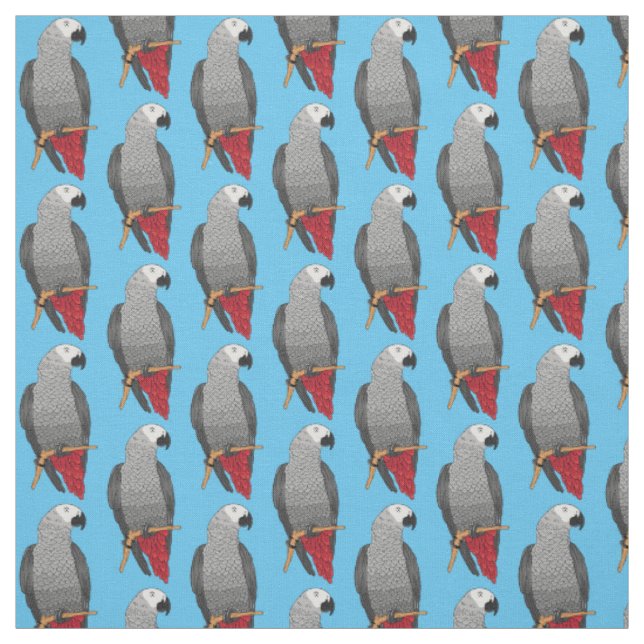 African grey parrot cartoon illustration  fabric (Swatch)