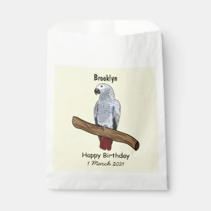 African grey parrot cartoon illustration favour bags