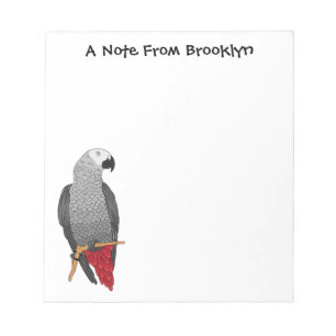African grey parrot cartoon illustration notepad
