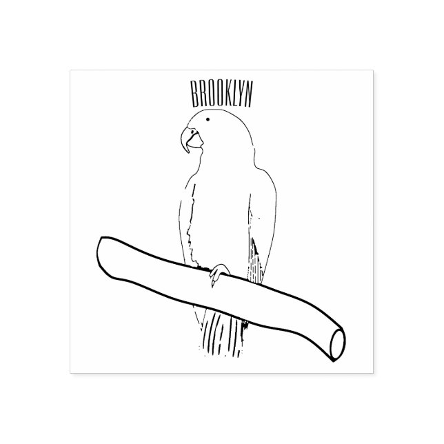 African grey parrot cartoon illustration rubber stamp (Imprint)