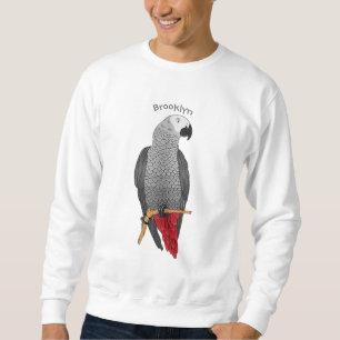 African grey parrot cartoon illustration  sweatshirt