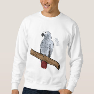 African grey parrot cartoon illustration  sweatshirt