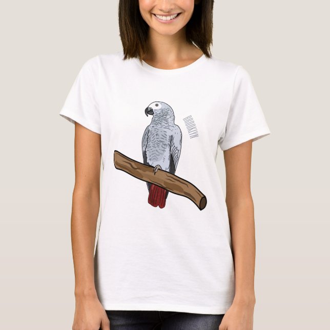 African grey parrot cartoon illustration  T-Shirt (Front)