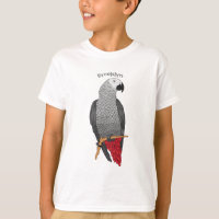 African grey parrot cartoon illustration