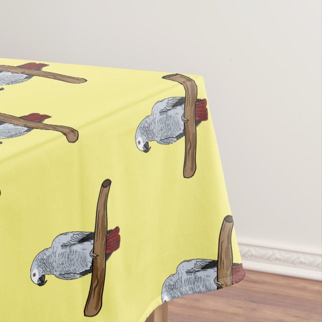 African grey parrot cartoon illustration  tablecloth (In Situ)