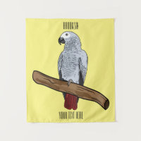 African grey parrot cartoon illustration