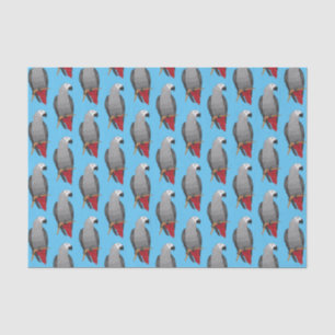 African grey parrot cartoon illustration tissue paper