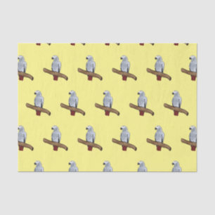 African grey parrot cartoon illustration tissue paper