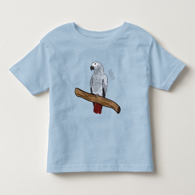 African grey parrot cartoon illustration  toddler T-Shirt (Front)