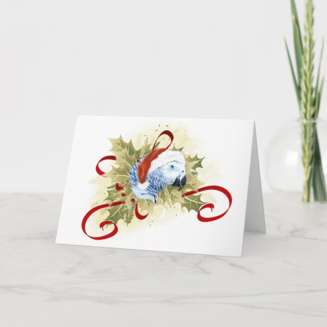 African Grey Parrot Christmas Cards (Front)