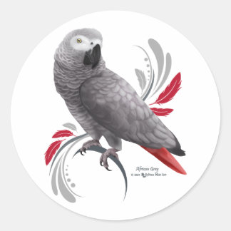 African Grey Parrot Classic Round Sticker