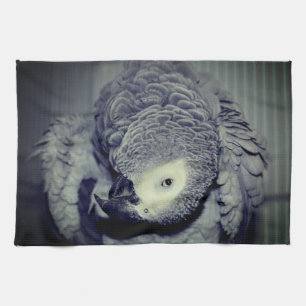 African Grey Parrot Cute Bird 2  Tea Towel