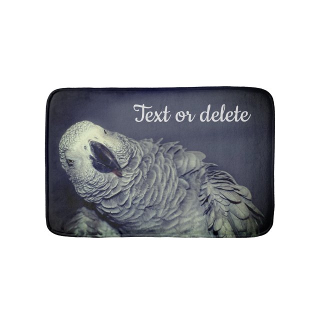 African Grey Parrot Cute Bird Personalised Bath Mat (Front)