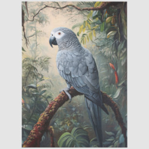 African Grey Parrot Decoupage Tissue Paper