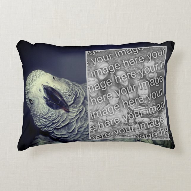 African Grey Parrot Frame Add Your Photo Decorative Cushion (Front)