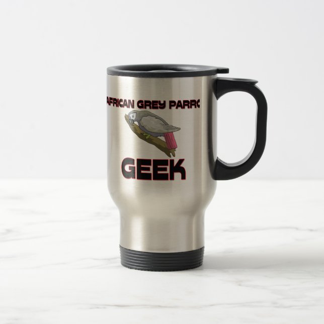 African Grey Parrot Geek Travel Mug (Right)