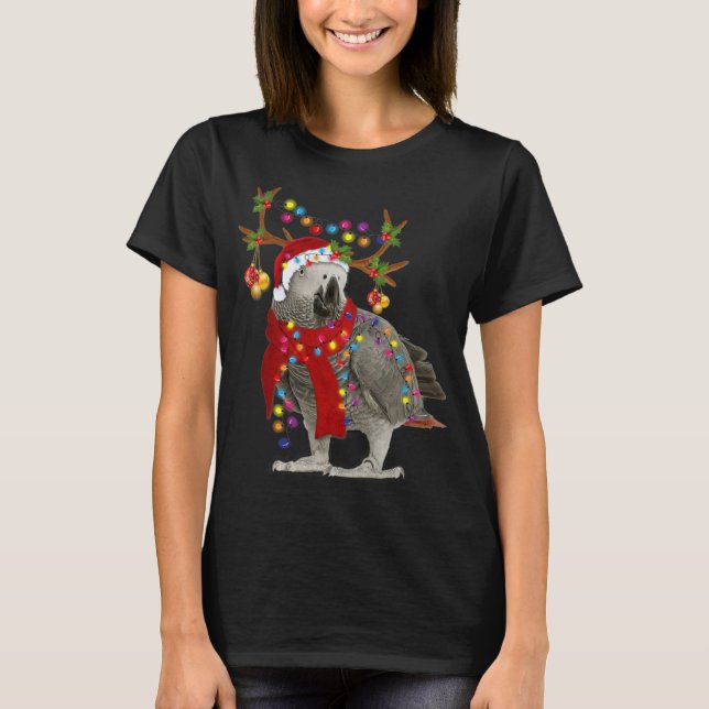 African grey parrot Gorgeous Reindeer Christmas Tr T-Shirt (Front)