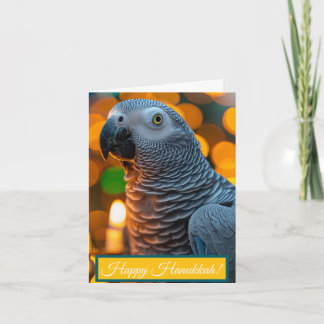 African Grey Parrot Hanukkah Card