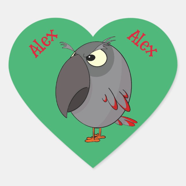 African Grey parrot  Heart Sticker (Front)
