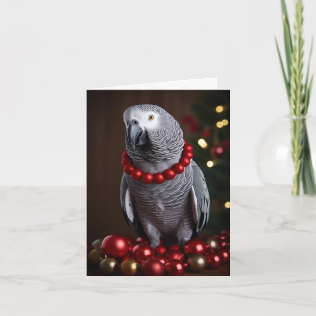African Grey Parrot Holiday Cards  (Front)