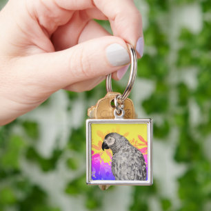 African grey Parrot Key Ring