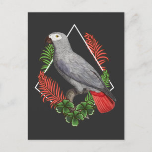 African Grey Parrot Lover Flower Postcard