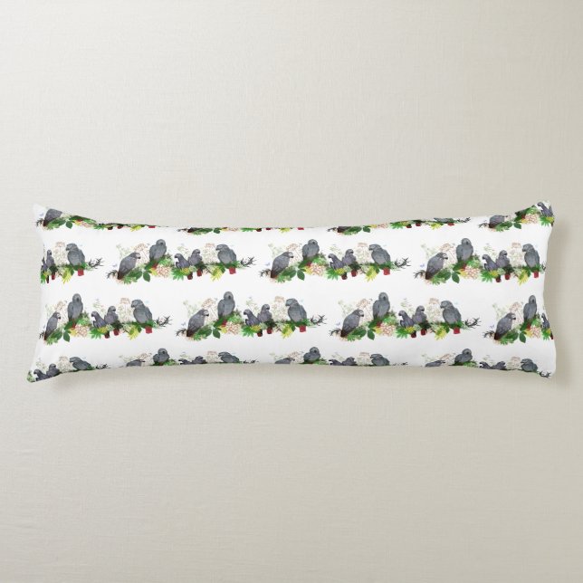 African Grey Parrot Party Body Pillow (Front)