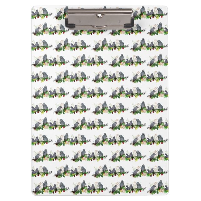 African Grey Parrot Party Clipboard (Front)
