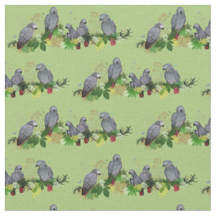 African Grey Parrot Party Fabric (Green)