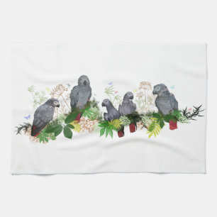 African Grey Parrot Party Kitchen Towel