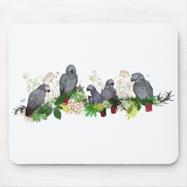 African Grey Parrot Party Mousemat (Front)
