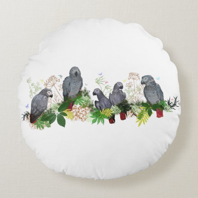 African Grey Parrot Party Pillow (Front)