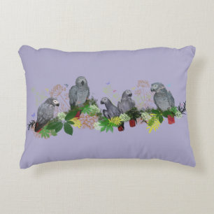 African Grey Parrot Party Pillow (Lilac)