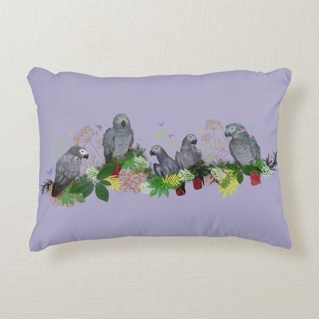 African Grey Parrot Party Pillow (Lilac) (Front)