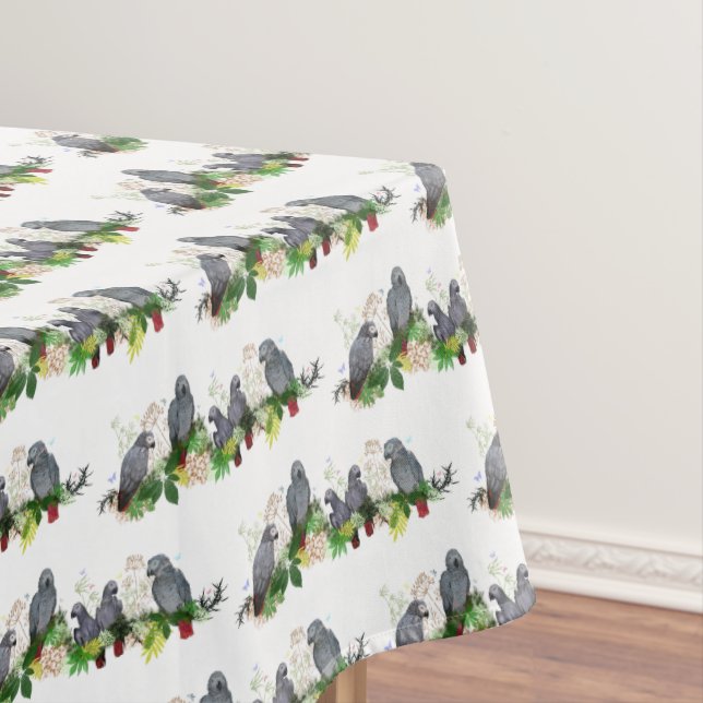 African Grey Parrot Party Tablecloth (In Situ)