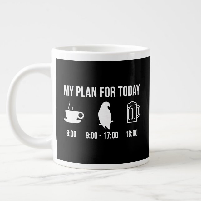 African Grey Parrot Pet Bird Keeping Plan Today  Large Coffee Mug (Left)