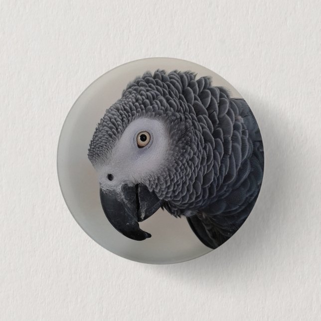 African Grey Parrot Pin / Badge (Front)