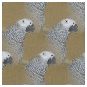 African Grey Parrot Profile Fabric
