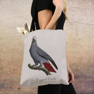African grey parrot, Psittacus erithacus, vintage Tote Bag