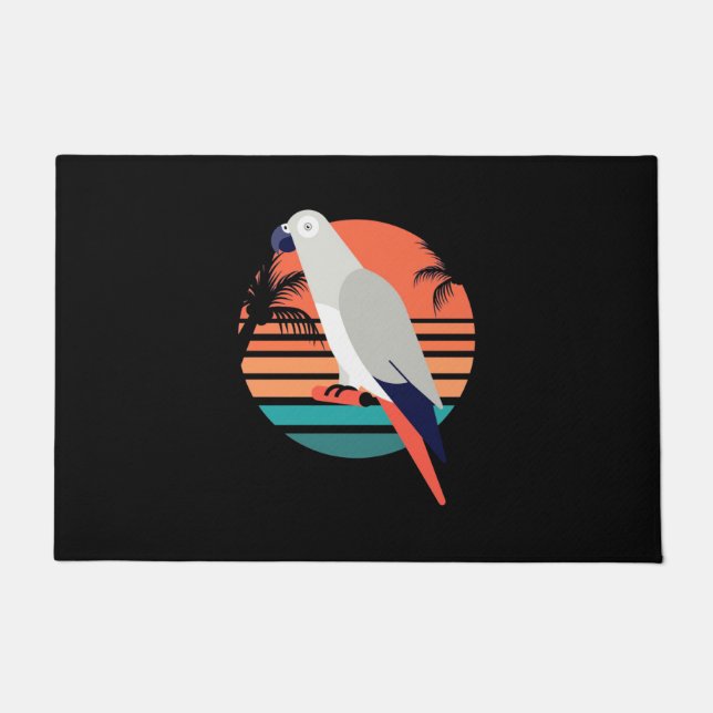 African Grey Parrot Retro Vintage Doormat (Front)